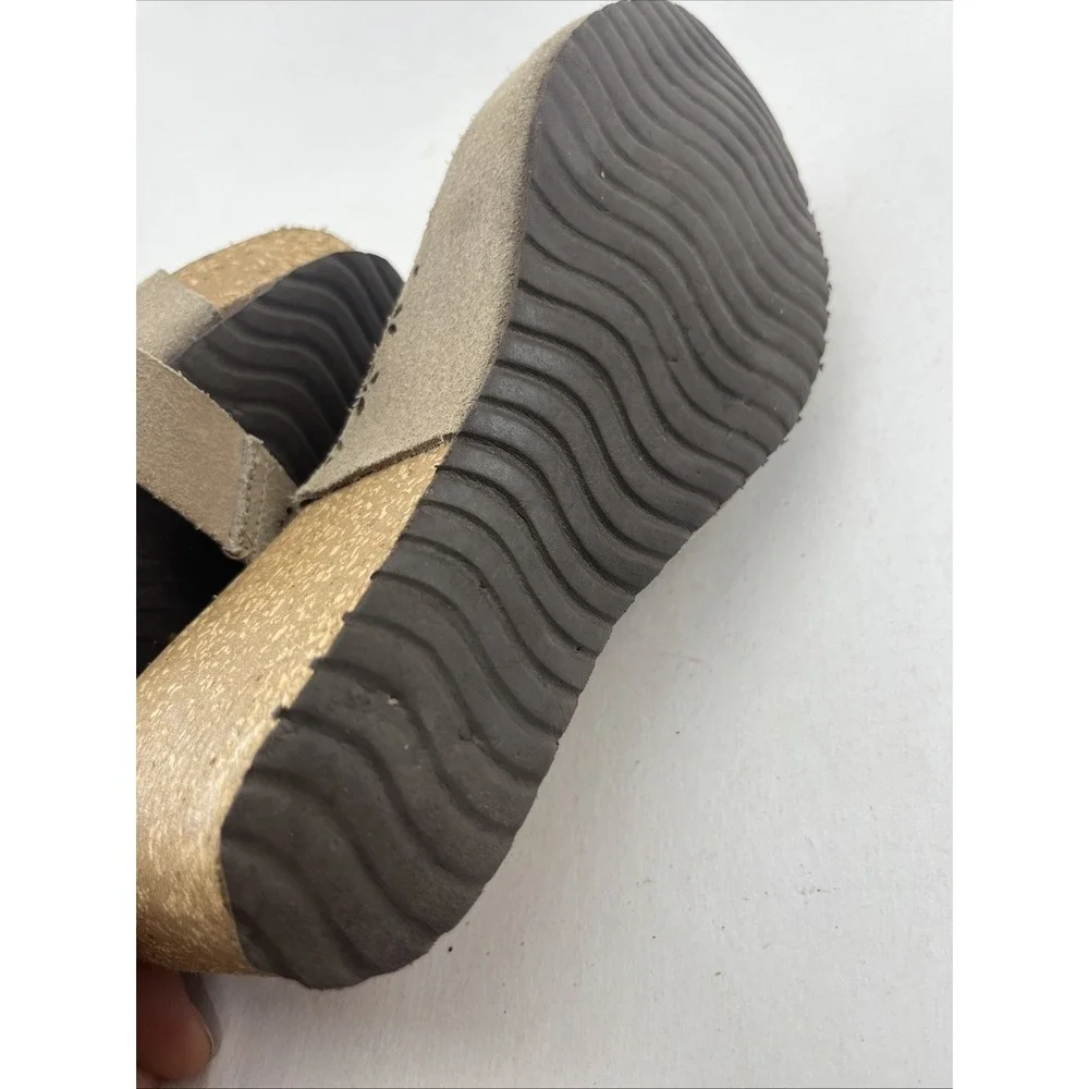 Marina Luna Italy Suede Sandals Beige Cutout Ankle Strap Women's 6